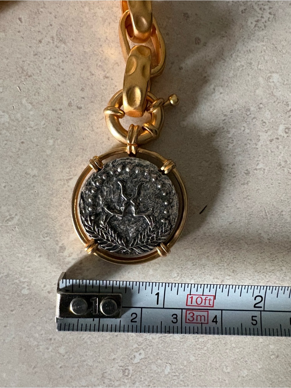 House of Harlow 1960 Gold Link Necklace with Round Pendant - Picture 6 of 6